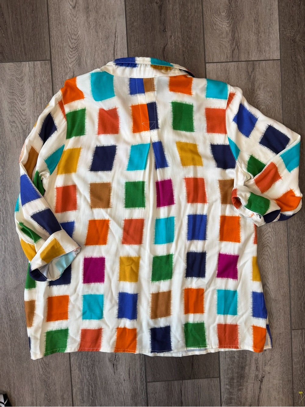 a la carte White Tunic with Multicolor Square Print - Picture 2 of 10